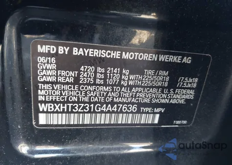 2016 BMW X1 xDrive28I z USA, uszkodzony, nr VIN WBXHT3Z31G4A47636